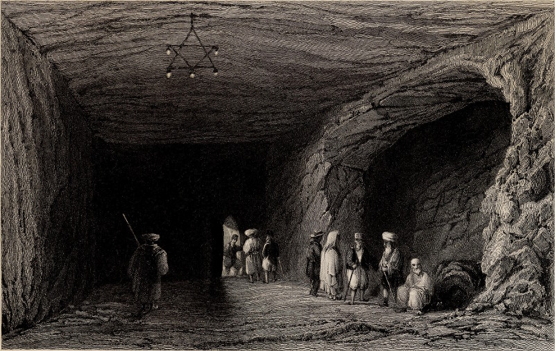 afbeelding van prent Cave of the school of the Prophets van W.H. Bartlett, J. Sands