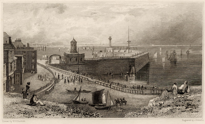 afbeelding van prent Margate pier, and harbour. Kent van W.H. Bartlett, J. Roberts (Margate)