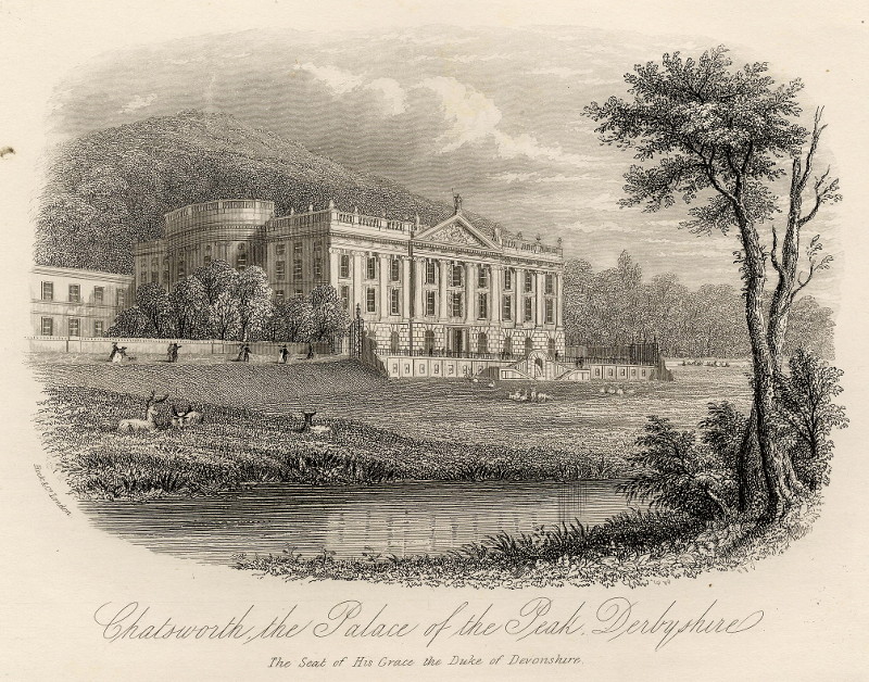 afbeelding van prent Chatsworth, the Palace of the Peak, Derbyshire, the Seat of His Grace the Duke of Devonshire van William & Henry Rock (Chatsworth)