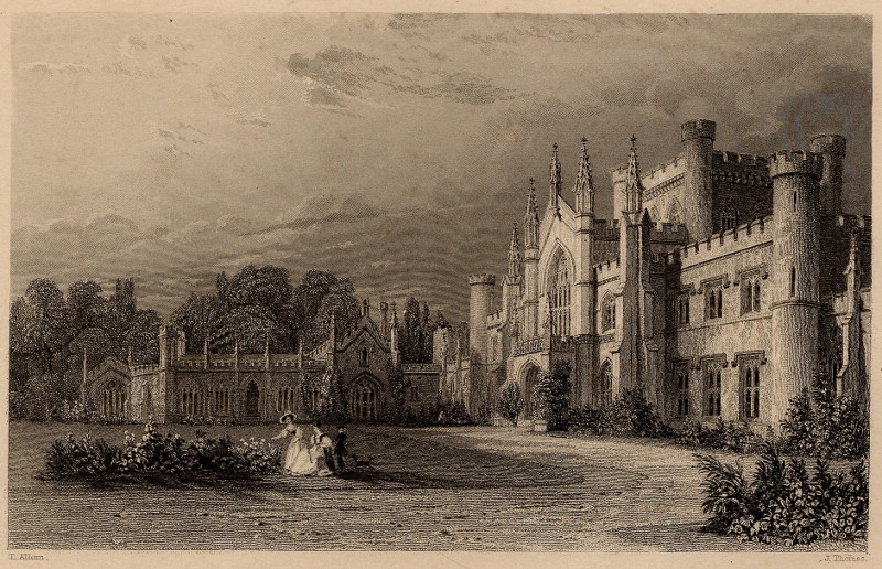 afbeelding van prent South view of Lowther Castle, Seat of the Earl of Lonsdale van T. Allom, J. Thomas (Westmorland)