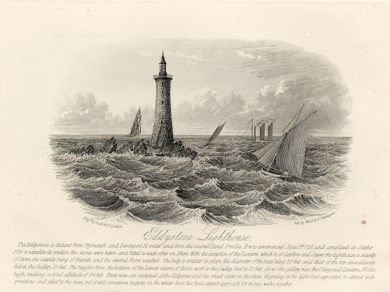 afbeelding van prent Eddystone Lighthouse van William & Henry Rock (Eddystone Rocks)