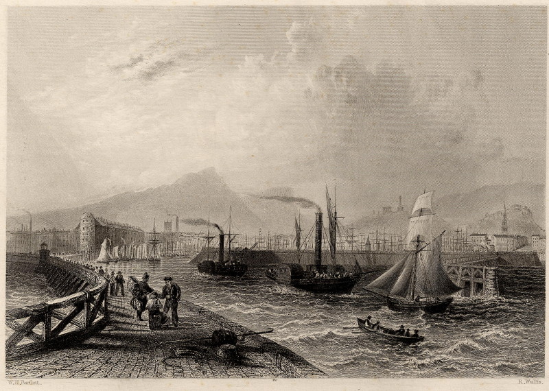 afbeelding van prent Leith pier and harbour van W.H. Bartlett, R. Wallis (Leith)