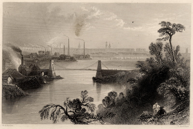 afbeelding van prent Aberdeen, from above the Chain Bridge van W.H. Bartlett, S. Bradshaw (Aberdeen)