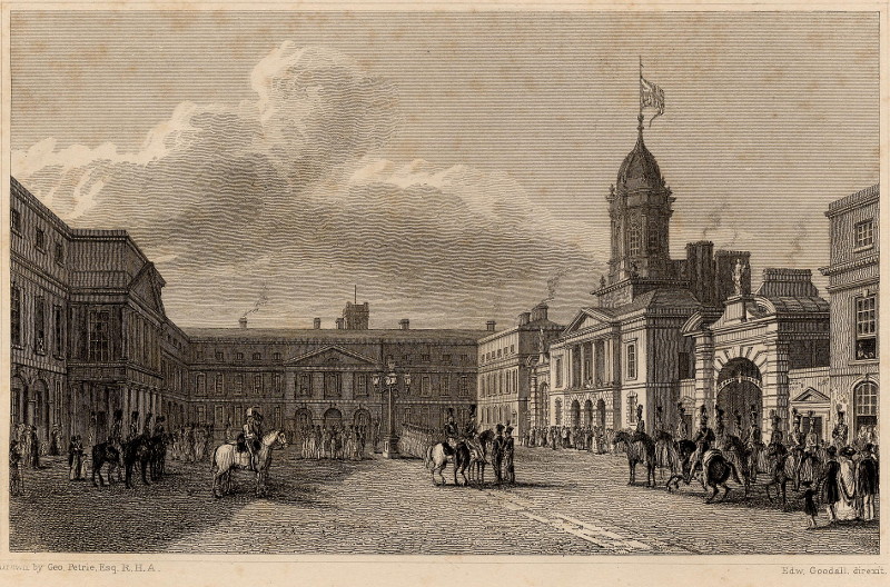 afbeelding van prent Great court yard, Dublin Castle van Geo. Petrie, Edw. Goodall (Dublin)