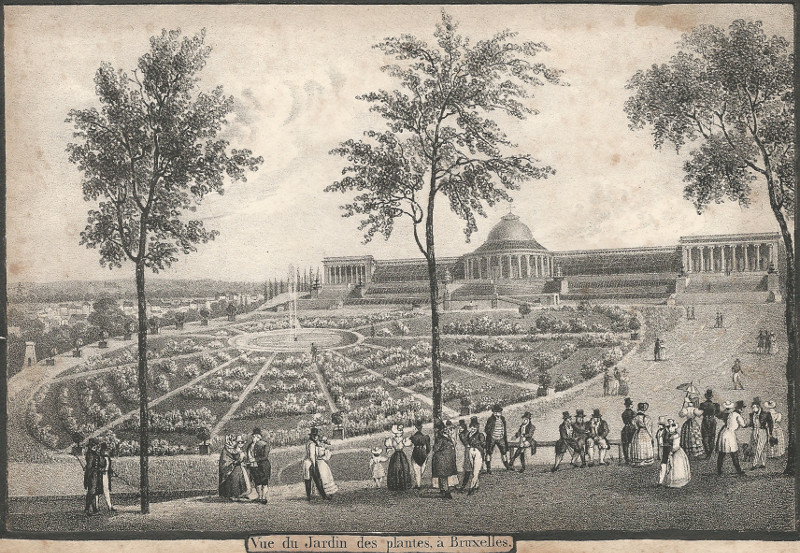afbeelding van prent Vue du Jardin des plantes, a Bruxelles van J.J. de Cloet (Brussel)