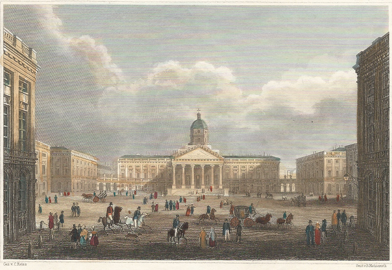 afbeelding van prent Place Royale in Brussel van C. Reiss, B. Metzeroth (Brussel)