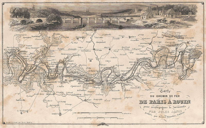 afbeelding van kaart Du Chemin de Fer De Paris a Rouen van P. Tardieu