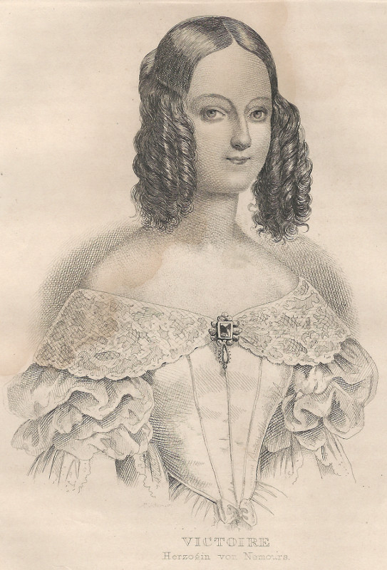 afbeelding van prent Victoire Herzogin von Nemours van Johann Richter (Adel, Vrouwen,)