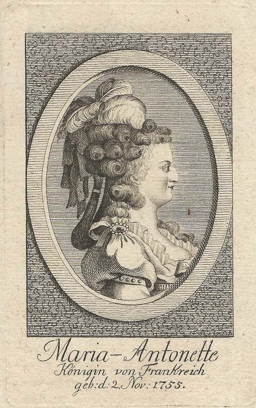 afbeelding van prent Maria-Antonette Konigin von Frankreich, geb: d: 2. Nov: 1755 van nn (Adel, Vrouwen,)