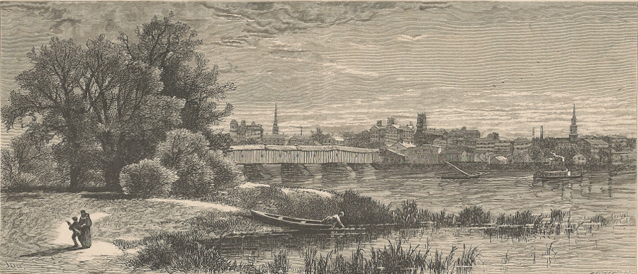 afbeelding van prent Hartford, from East Side of the River van W. Roberts, J.D.W. (Hartford)