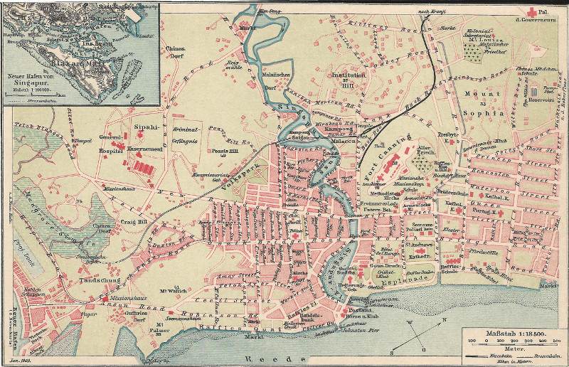 afbeelding van plattegrond Singapore van F.A. Brockhaus (Singapore)
