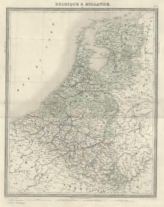 afbeelding van kaart Belgique et Hollande van Lemercier