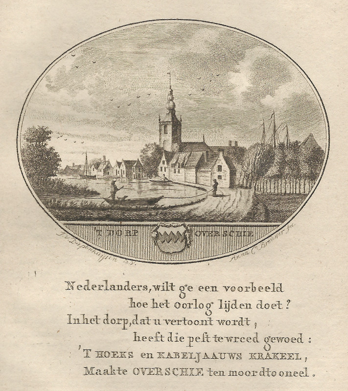 afbeelding van prent ´t Dorp Overschie van J. van Dieppenhuijssen, Anna C. Brouwer (Overschie, Rotterdam)