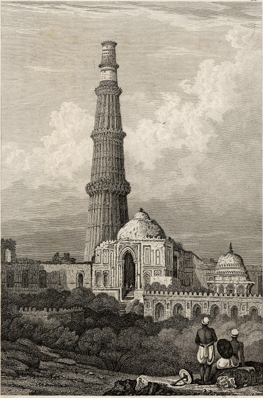 afbeelding van prent Cootub Minar, Zwaliska Delhi van F. Borniger (Delhi)