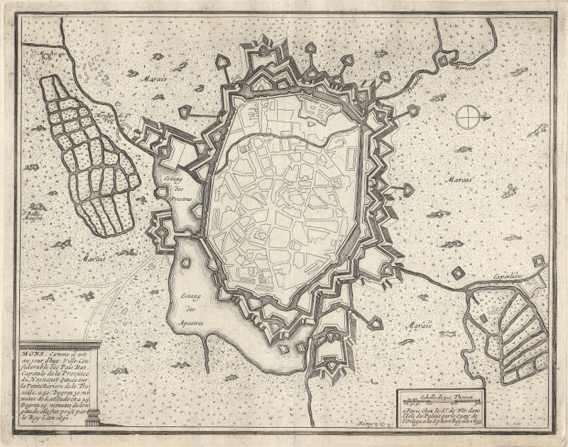 afbeelding van kaart Mons, comme il est au jour d´huy. van Nicolas de Fer