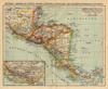 kaart Centraal-Amerika, De staten Panama, Guatemala, Honduras, San Salvador, Nicuragua, Costarica